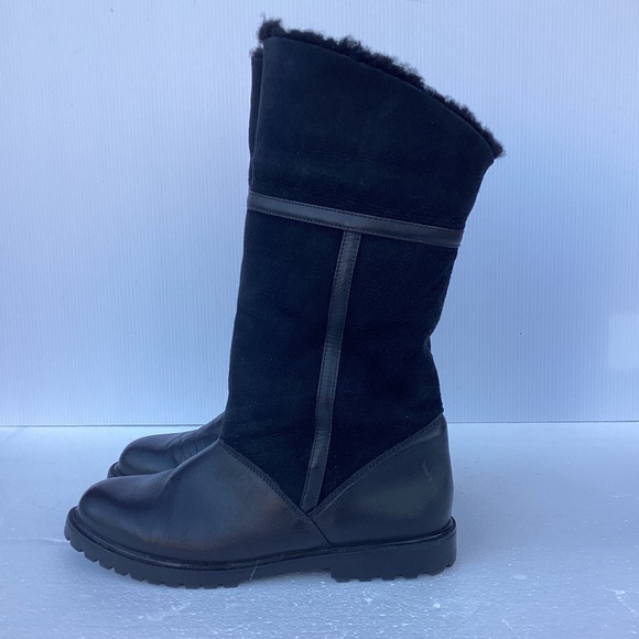 La Canadienne Harlan Leather Sheepskin Fleece Asymmetrical Boot 9M - Picture 1 of 9